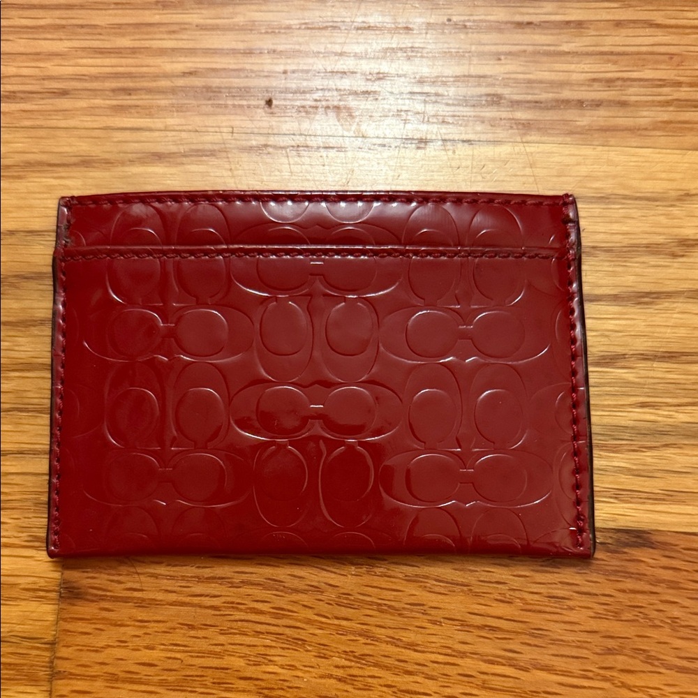 Coach Red Embossed Card Holder